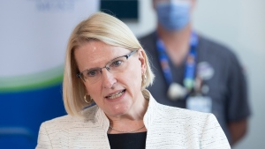 Ontario Health Minister Sylvia Jones makes an announcement at Toronto's Sunnybrook Hospital, Thursday, August 18, 2022. THE CANADIAN PRESS/Chris Young