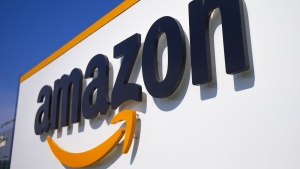 The Amazon logo is seen in Douai, northern France, April 16, 2020. (AP Photo/Michel Spingler, File)