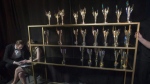 A rack of trophies are seen backstage at the 2017 Canadian Screen Awards in Toronto on Sunday, March 12, 2017. THE CANADIAN PRESS/Chris Young