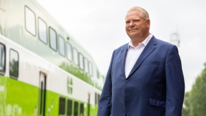Ontario Premier Doug Ford makes a GO Transit announcement in Niagara Falls, Ontario Friday, August 26, 2022. THE CANADIAN PRESS/Tara Walton