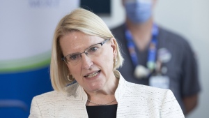 Ontario Health Minister Sylvia Jones makes an announcement at Toronto’s Sunnybrook Hospital, Thursday, August 18, 2022. THE CANADIAN PRESS/Chris Young