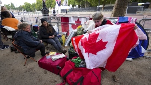 Canadians outside Buckingham Palace 