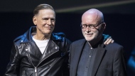 Bryan Adams (left) and Jim Vallance accept their awards at the Canadian Songwriters Hall of Fame Gala in Toronto, on Saturday September 24, 2022. THE CANADIAN PRESS/Chris Young