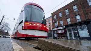 A Toronto Transit Commission streetcar on Monday, March 7, 2022. THE CANADIAN PRESS/Frank Gunn