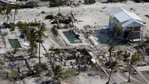 Damagd homes are seen in the aftermath of Hurricane Ian, Thursday, Sept. 29, 2022, in Fort Myers Beach, Fla. (AP Photo/Wilfredo Lee)