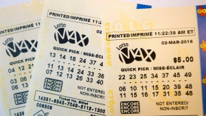 A lotto Max ticket is shown in Toronto on Monday Feb. 26, 2018. THE CANADAIN PRESS 