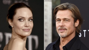 This combination photo shows Angelina Jolie at a premiere in Los Angeles on Sept. 30, 2019, left, and Brad Pitt at a special screening on Sept. 18, 2019. A new court filing from Angelina Jolie alleges that on a 2016 flight, Brad Pitt grabbed her by the head and shook her then choked one of their children and struck another when they tried to defend her. The descriptions of abuse on the private flight came in a countersuit Jolie filed Thursday in the couple’s dispute over a winery they co-owned. (AP Photo/File)