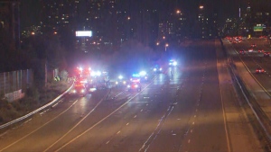 Police are investigating a collision on the Gardiner Expressway.
