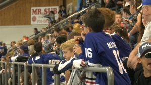 Students view Leafs practice game in Gravenhurst