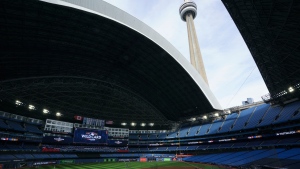 Rogers Centre is photographed during the Toronto Blue Jays' practice, ahead of the team's wildcard series matchup against the Seattle Mariners in Toronto, Thursday, Oct. 6, 2022. THE CANADIAN PRESS/Alex Lupul