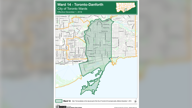 Ward 14- Toronto-Danforth map