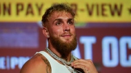 Jake Paul speaks during a news conference Monday, Sept. 12, 2022, in Los Angeles. He is scheduled to fight Anderson Silva at a catchweight of 187 pounds on Oct. 29 in Phoenix. (AP Photo/Ashley Landis)
