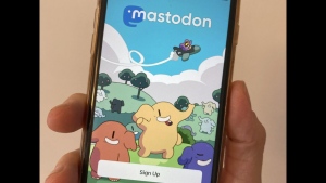 The Mastodon site is shown on a smart phone in Oakland, Calif., on Friday, Nov. 11, 2022. Sites like Mastodon and even Tumblr are emerging as new (or renewed) alternatives to Twitter. (AP Photo/Barbara Ortutay)