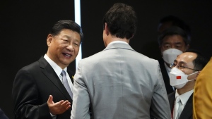Prime Minister Justin Trudeau talks with Chinese President Xi Jinping after taking part in the closing session at the G20 Leaders Summit in Bali, Indonesia on Wednesday, Nov. 16, 2022. THE CANADIAN PRESS/Sean Kilpatrick