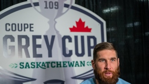 Toronto Argonauts quarterback McLeod Bethel-Thompson speaks to the media during a media day ahead of the 109th Grey Cup at Queensbury Convention Centre in Regina, on Thursday, November 17, 2022. THE CANADIAN PRESS/Heywood Yu