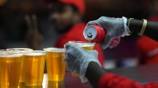 beer at a fan zone ahead of the FIFA World Cup