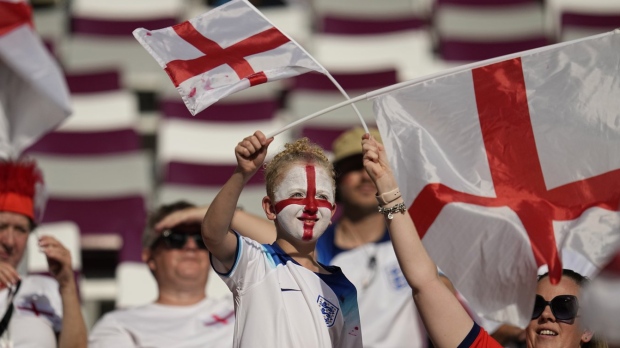Fans wave England flags