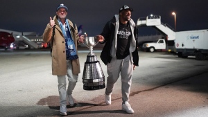 Grey Cup arrives at Toronto Pearson