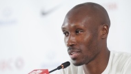 Canada captain Atiba Hutchinson speaks to the media during a press conference at the World Cup in Doha, Qatar, Thursday, Nov. 24, 2022. Nineteen years after pulling on the Canadian jersey for the first time at the senior level, the 39-year-old from Brampton, Ont., is in line to make his 100th appearance for Canada, adding to his men's national team caps record. THE CANADIAN PRESS/Nathan Denette
