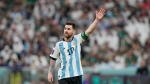 Argentina's Lionel Messi gestures during the World Cup group C soccer match between Argentina and Mexico, at the Lusail Stadium in Lusail, Qatar, Saturday, Nov. 26, 2022. (AP Photo/Ariel Schalit)