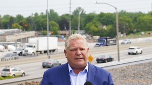 Conservative leader Doug Ford makes a campaign stop in Ottawa on Monday, May 30, 2022. Ontario's auditor general says the province ignored its own experts when it decided to prioritize building eight highways, including Highway 413 and the Bradford Bypass. THE CANADIAN PRESS/Sean Kilpatrick