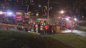 Crews are working at the scene of an industrial accident in Mississauga.