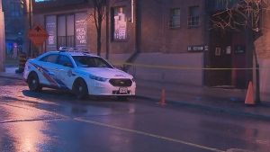 A man has critical injuries following a shooting at Front and Church streets in Toronto on Dec. 3, 2022.