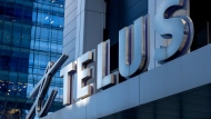 The sign on the front of the Telus head office is shown in Toronto on Thursday, February 11, 2021. THE CANADIAN PRESS/Frank Gunn 