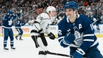 Toronto Maple Leafs' Mitchell Marner celebrates scoring against the Los Angeles Kings during second period NHL hockey action in Toronto, on Thursday, December 8, 2022.THE CANADIAN PRESS/Chris Young
