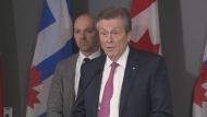 Mayor John Tory is shown during a press conference at Toronto City Hall on Friday.