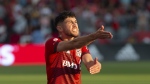 Toronto FC's Jonathan Osorio remonstrates with the referee during first half MLS action against San Jose Earthquakes in Toronto on Saturday July 9, 2022. THE CANADIAN PRESS/Chris Young