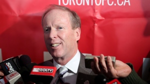 In this file photo, Toronto FC President Kevin Payne talks with the media during the team's media open day at the club's training complex in Toronto on Tuesday January 22, 2013.  THE CANADIAN PRESS/Chris Young