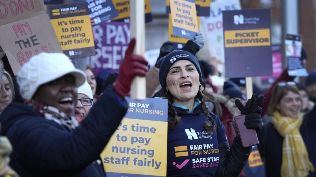 Nurses demonstrate in London
