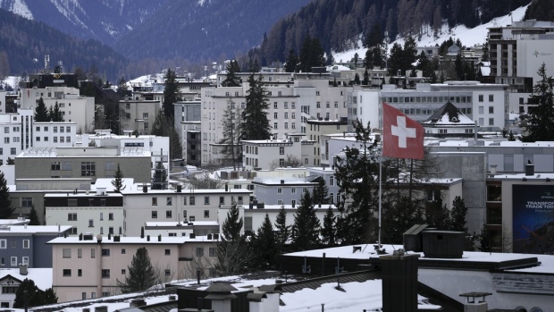 Swiss national flag in Davos, Switzerland