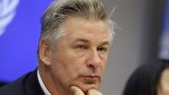 Actor Alec Baldwin attends a news conference at United Nations headquarters, on Sept. 21, 2015. A Santa Fe district attorney is prepared to announce whether to press charges in the fatal 2021 film-set shooting of a cinematographer by actor Baldwin during a rehearsal on the set of the Western movie “Rust.” Santa Fe District Attorney Mary Carmack-Altwies said a decision will be announced Thursday morning, Jan. 19, 2022, in a statement and on social media platforms. (AP Photo/Seth Wenig, File)