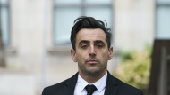 Canadian musician Jacob Hoggard arrives at court for his sentencing hearing in Toronto on Thursday, Oct. 6, 2022. A judicial pre-trial has been scheduled in a northeastern court in the sexual assault case of Canadian musician Jacob Hoggard. The pre-trial, which allows Crown and defence attorneys to seek the judge's input on issues related to the case, is set for Feb. 17 in Haileybury, Ont. THE CANADIAN PRESS/Alex Lupul
