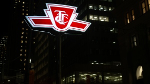 A Toronto Transit Commission sign is shown at a downtown Toronto subway stop Tuesday, Jan. 24, 2023. THE CANADIAN PRESS/Graeme Roy 