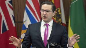 Conservative leader Pierre Poilievre speaks to caucus Friday, January 27, 2023 in Ottawa. THE CANADIAN PRESS/Adrian Wyld