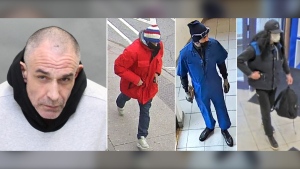 Daniel Clatney, 59, is shown in a handout photo (left), Clatney is facing 21 charges in connection with a string of bank robberies in Toronto. 