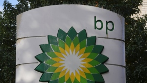 FILE - A logo of BP is seen at a gas station in London, on Nov. 1, 2022. British energy company BP reported record annual earnings on Tuesday, Feb. 7, 2023 amid growing calls for the U.K. government to boost taxes on companies profiting from the high price of oil and natural gas after Russia’s invasion of Ukraine. (AP Photo/Kin Cheung, File)