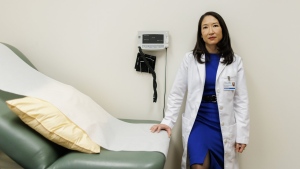 Cardiologist Dr. Stephanie Poon poses in a clinical room at Sunnybrook Health Sciences Centre in Toronto, Monday, Jan. 30, 2023. THE CANADIAN PRESS/Cole Burston