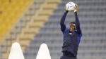 Goalkeeper Sean Johnson of the United States participates in an official training session on the eve of the group B World Cup soccer match between England and the United States at Al-Gharafa SC Stadium, in Doha, Thursday, Nov. 24, 2022. Toronto FC filled holes in its starting 11 and added experience. So the hope is the 2017 champion can return to its winning ways after two seasons mired near the bottom of the Major League Soccer standings.THE CANADIAN PRESS/AP/Ashley Landis