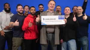 Group of 12 electricians celebrates Lotto 6/49 win (OLG)
