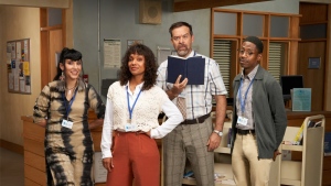 Stars Dakota Ray Hebert as Jaq, left to right, Lyndie Greenwood as Wendy, Paul Braunstein as Bryce and Chris Sandiford as Howard in “Shelved” on CTV. When Toronto's Lyndie Greenwood received the script material for CTV’s library-based comedy “Shelved” more than a year ago, she was living in Joshua Tree California, fully prepared to say goodbye to her acting career. THE CANADIAN PRESS/HO-CTV, Counterfeit Pictures, Ian Watson