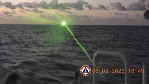 military-grade laser light in South China Sea
