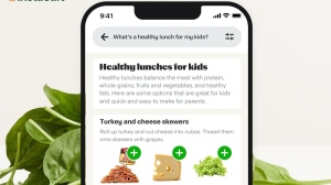 This illustration released by Instacart depicts the grocery delivery company's app which can integrate ChatGPT to answer customers' food questions. (Instacart, Inc. via AP)