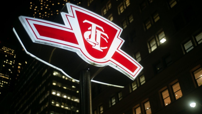 A Toronto Transit Commission sign is shown at a downtown Toronto subway stop, Tuesday, Jan. 24, 2023. After more than a month of an increased police presence on Toronto's transit system in response to a perceived rise in violent incidents, critics are calling out the lack of transparency around the initiative and its effectiveness, while the force says there's no update on when the costly measure will end. THE CANADIAN PRESS/Graeme Roy