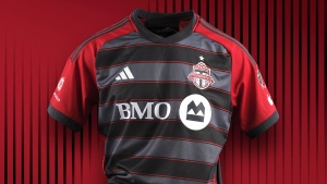 Toronto FC's new 2023 home jersey is shown in this handout photo. THE CANADIAN PRESS/HO, Toronto FC
