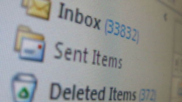 A full computer e-mail program inbox 