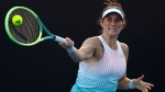 FILE - Rebecca Marino of Canada plays a forehand return to Zhu Lin of China during their first round match at the Australian Open tennis championship in Melbourne, Australia, Monday, Jan. 16, 2023. THE CANADIAN PRESS/AP-Asanka Brendon Ratnayake 